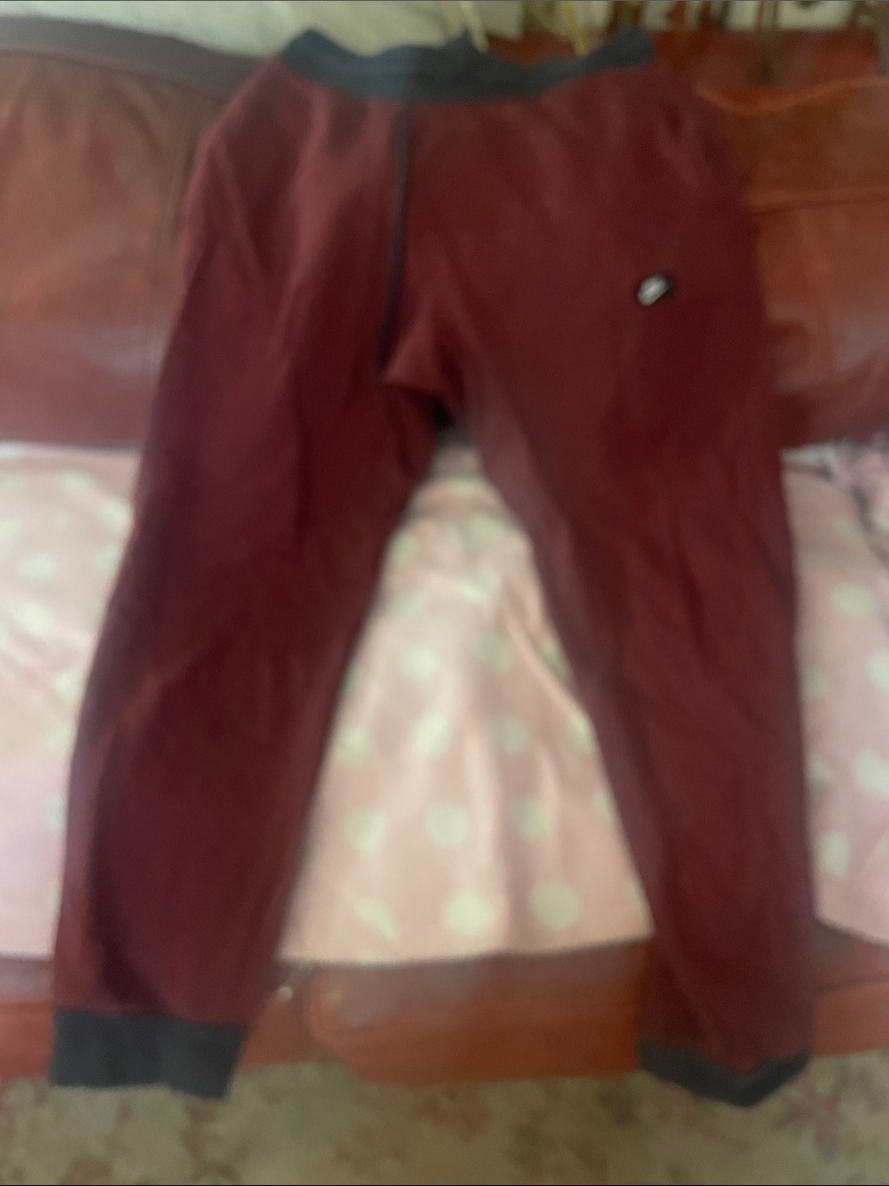 Nike Men's Maroon Jogger Sweatpants with Black Waistband